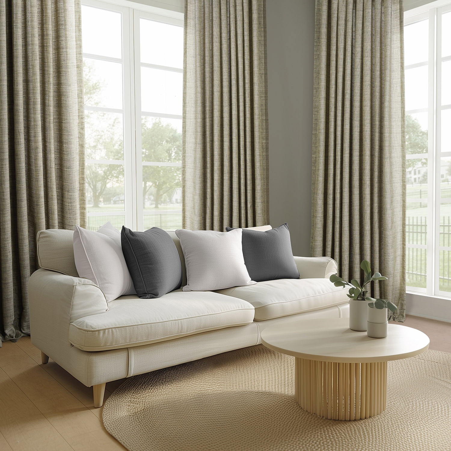 Half Price Drapes Grey Raw Linen Weave Light Filtering Curtains for Bedroom (2 Panel), 50W X 84L