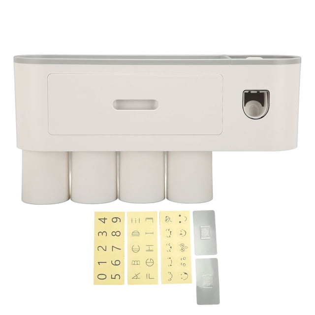 Portacepillos de dientes Sincero Organizador de montaje en pared con dispensador de pasta de dientes 4 tazas