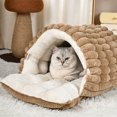 thumbnail image 5 of Covered Cat Bed Cave - 2-in-1 Enclosed Pet House for Small Medium Dogs Cats, Winter Warm Sleeping Shelter with Removable Cushion, 2 Size Indoor, 5 of 6