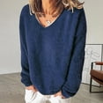 thumbnail image 4 of Women Long Sleeve Round Neck Sweater Fluffy Fuzzy Acrylic Pullover Tops Chunky Knitted Solid Color Oversized Loose Jumper, 4 of 4