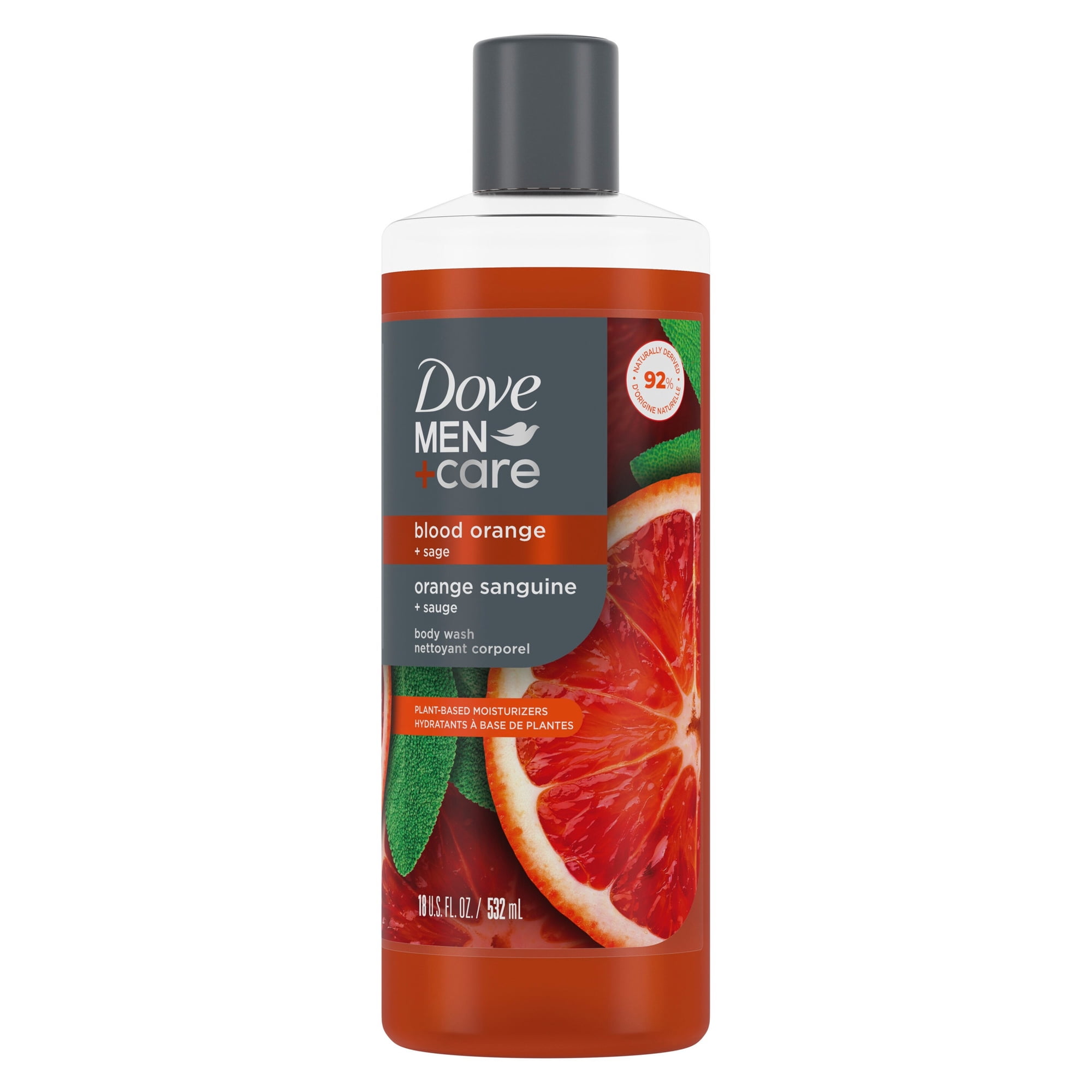 Dove Men+Care Body Wash To Rebuild Skin In The Shower Blood Orange + Sage With Plant-Based Cleansers And Moisturizers ,18 fl oz