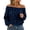 12#Dark Blue, variant on Womens Leopard Print Tops Feature Off Shoulder Neckline Long Sleeves Loose Fit And Ribbed Trim For Casual Fall Weekend Outfits