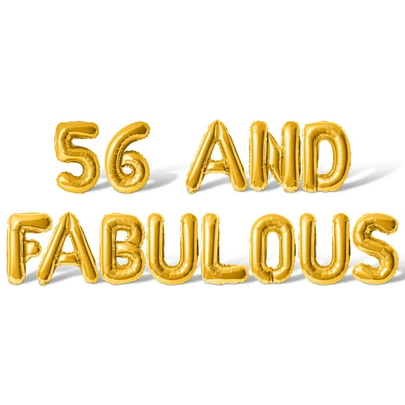 Letter & Number Balloons - 56 AND FABULOUS 16" Inch Alphabet Letters Foil Mylar Balloon 56th Birthday Party Banner (Gold)