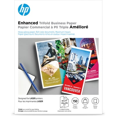 HP Laser Glossy Tri-fold Brochure Paper 150 gsm-150 sht/Letter/8.5 x 11