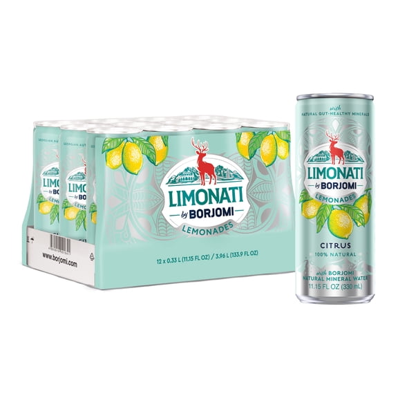 Limonati by Borjomi - Citrus Lemonade - Flavored Sparkling Water - 12 Cans