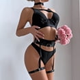 thumbnail image 5 of Gibobby Lencería mujer erótica Conjunto de Lencería de Malla, Elegante Conjunto de Lencería con Bordado de Bloques de Color Ajustable para Mujer para Luna(Negro, CH), 5 of 5
