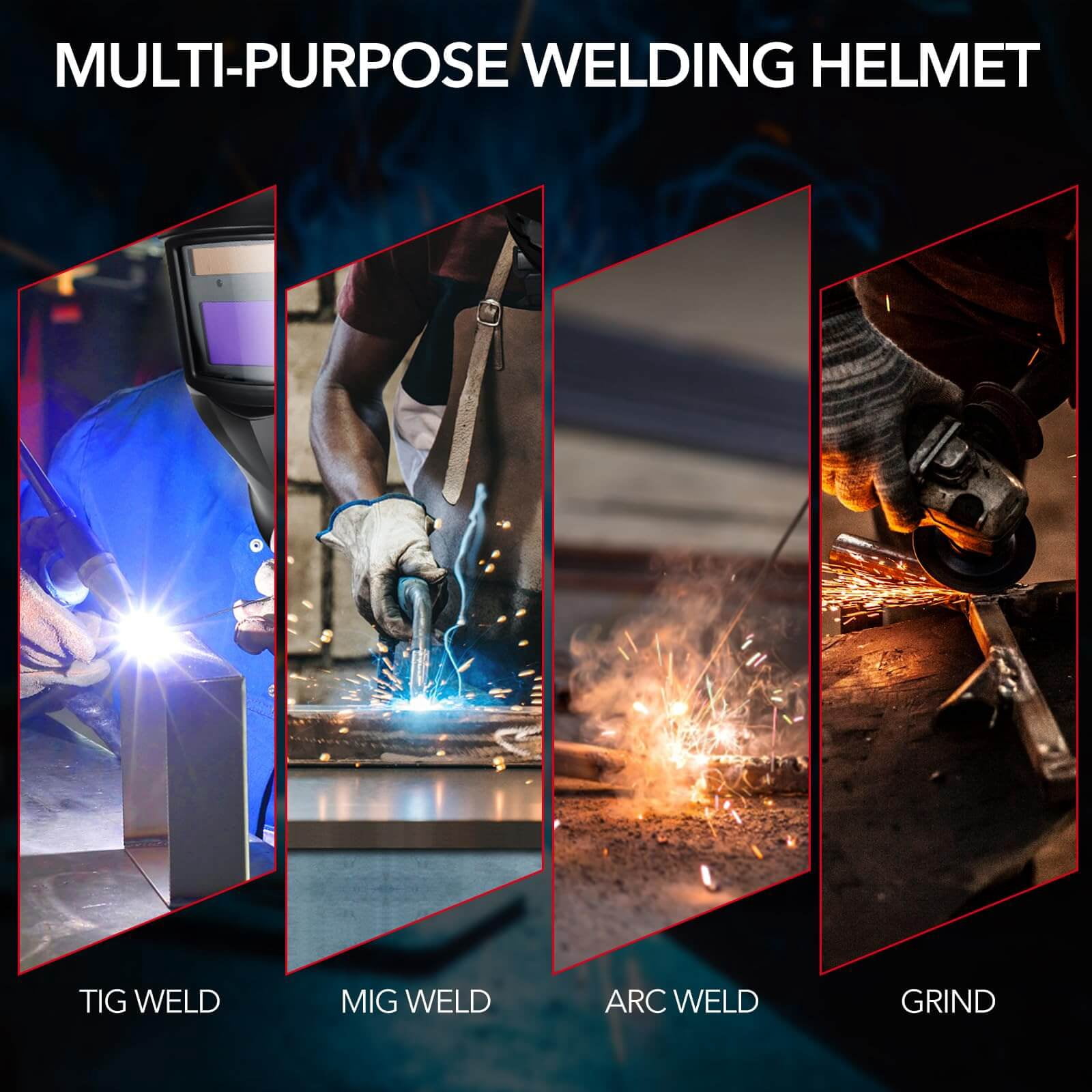 TRQWH Auto Darkening Welding Helmet with Light True Color 1/1/1/2 Top Optical Clarity Wide Shade 9-13 Universal
