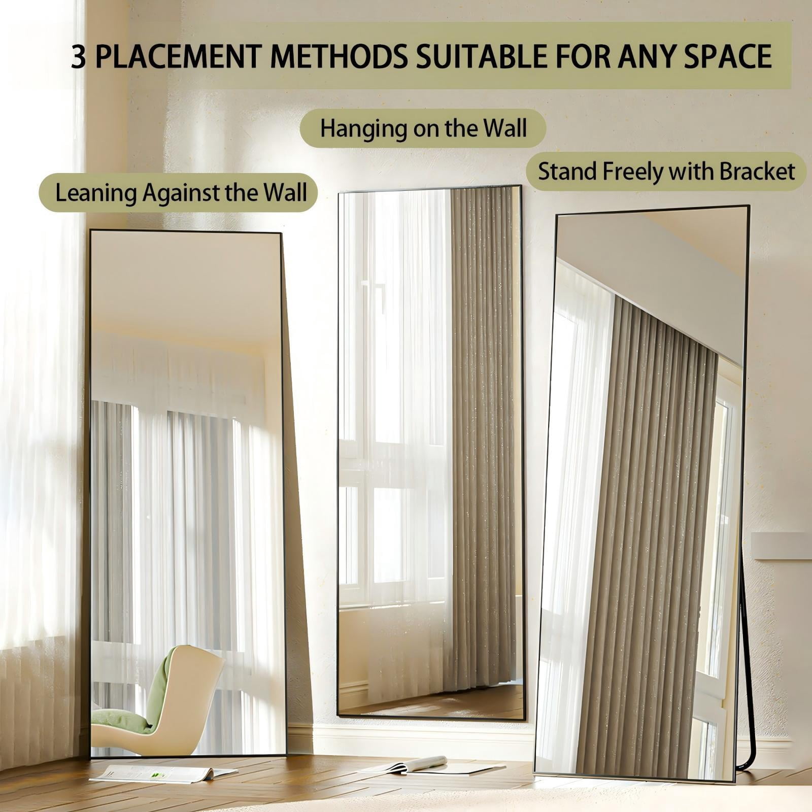 Mirstory 71"x26" Floor Mirror Rectangle Full Length Standing Body Dressing Mirror, Black