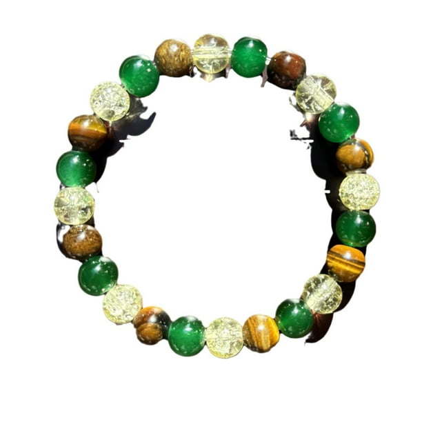Natural ojo de tigre verde blanco cristal pulsera de piedras preciosas de joyería para promover la salud en general y .