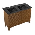 thumbnail image 4 of Cascade 48 in. Brown Oak, Double Basin Bathroom Vanity With Black, 3-Hole Ceramic Sink Top, 4 of 8