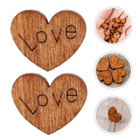PBPBOX Wooden Hearts Craft Buttons 100pcs Heart Decorations For Diy Embellishments For Crafting Sewing