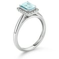thumbnail image 3 of Gem Stone King 1.31 Ct Emerald Cut Sky Blue Topaz G/H Lab Grown Diamond 10K White Gold Halo Engagement Ring (Size 5), 3 of 4