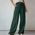 thumbnail image 2 of yunLCZ Womens Dress Pants Womens Linen Pants Casual Loose Wide Leg Pants For Women Elastic Waist Palazzo Pants Trousers With Pockets Office Slacks, 2 of 4