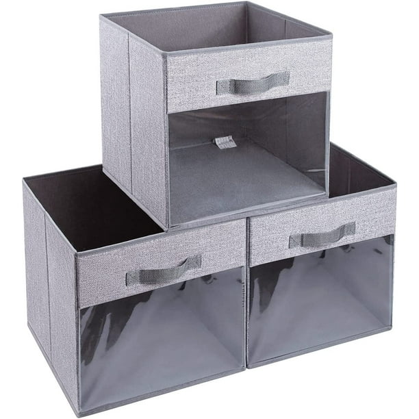 DIMJ Cube Storage Bins, 3 Pcs 11" Foldable Fabric Storage Bin Organizer