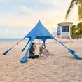 thumbnail image 2 of Topbuy 20 x 20 FT Beach Tent Beach Canopy w/ UPF50+ Sun Protection Carrying Bag & Sand Shovel Aluminum Pole & 6 Ground Stakes Blue, 2 of 9