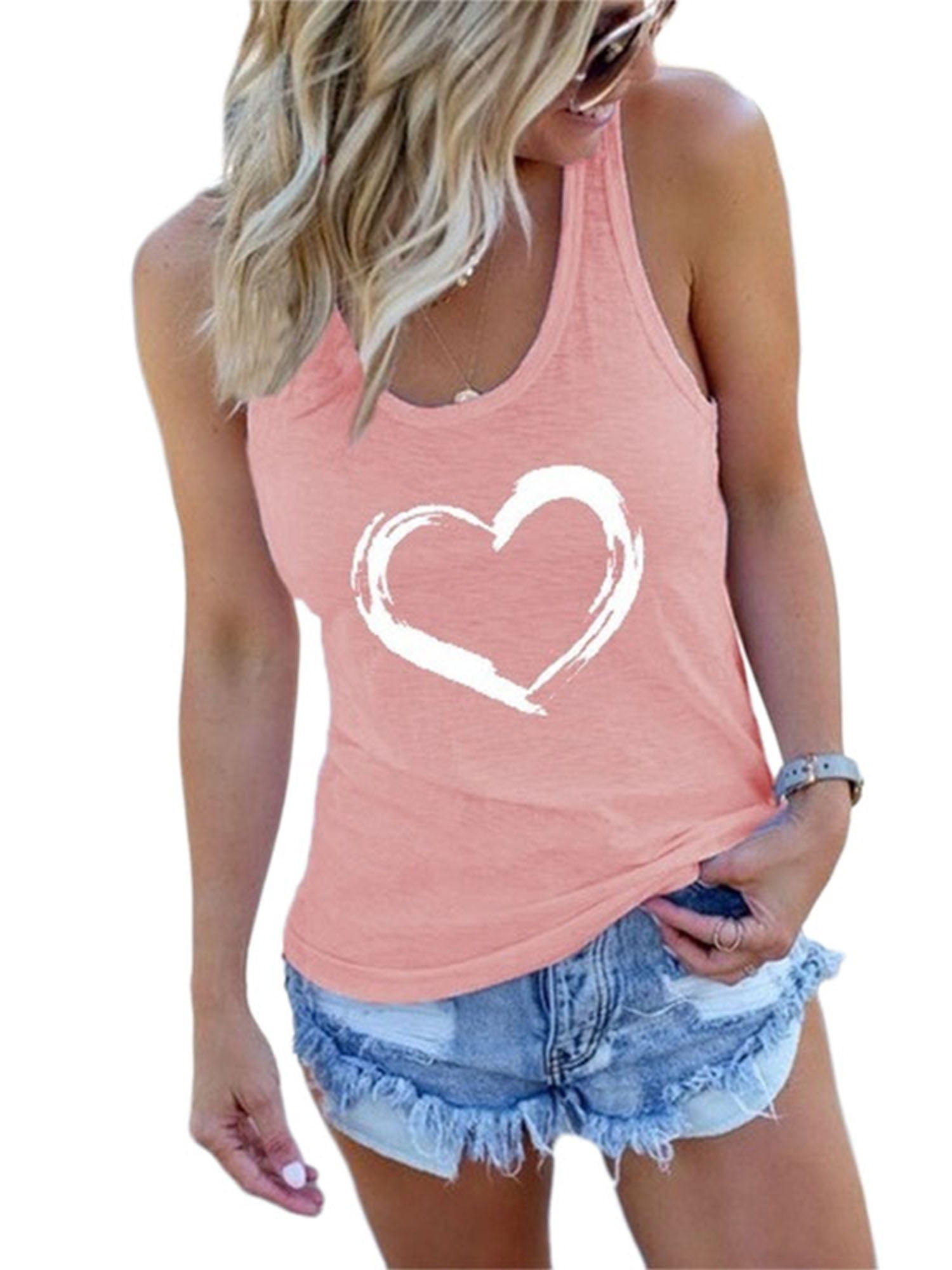 Summer Heart Graphic Tank Tops for Women Graphic Vest Tank Tops