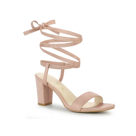 

Allegra K Open Toe Lace up High Heels Sandals Chunky Heels for Women