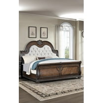 Traditional 1pc King Tufted Bed Coffee Brown Formal Bedroom Furniture