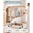 thumbnail image 4 of Sakugi Heavy Duty Clothes Rack - Extendable Stainless Steel Clothing Rack for Hanging Clothes with Mesh Shelf, 49.8–74.8" x 62.6" x 16.5", Silver, 4 of 9