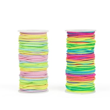 Cousin DIY 1mm Elastic Bracelet Stretch Cord, Neon & Pastel Rainbow 2-Pack, 75ft/Roll, Polyester