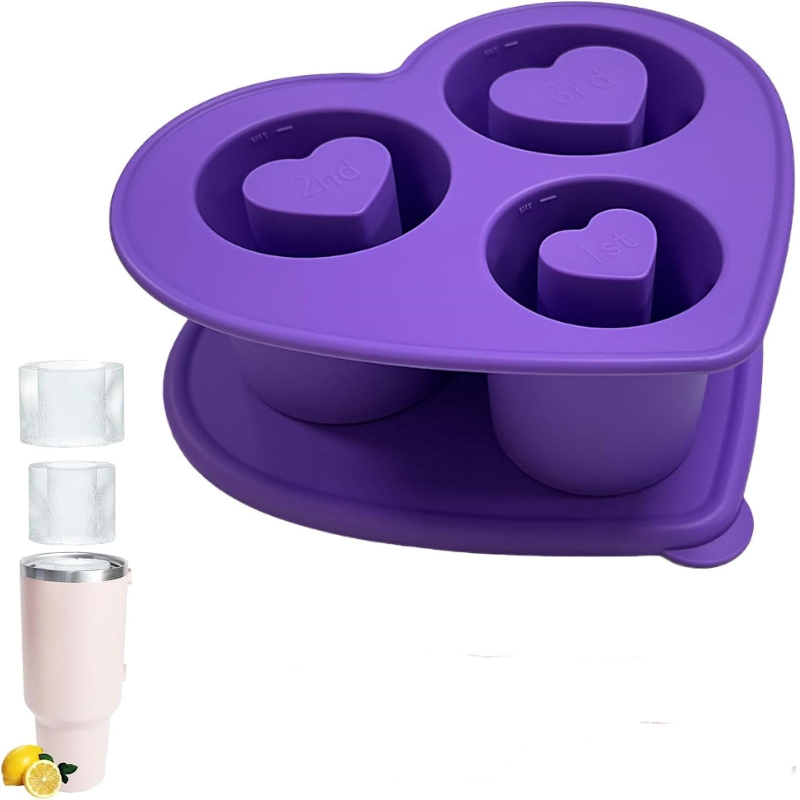 3 Grid Silicone Maker With Lid Hollow Cylinder Moulds Fashionable Insulated Water Cup Tray Trays with Lids for Cookies Big Ice Cubes for Ice for Freezer with States Ice Tray Silicone Ice 120 Cubes