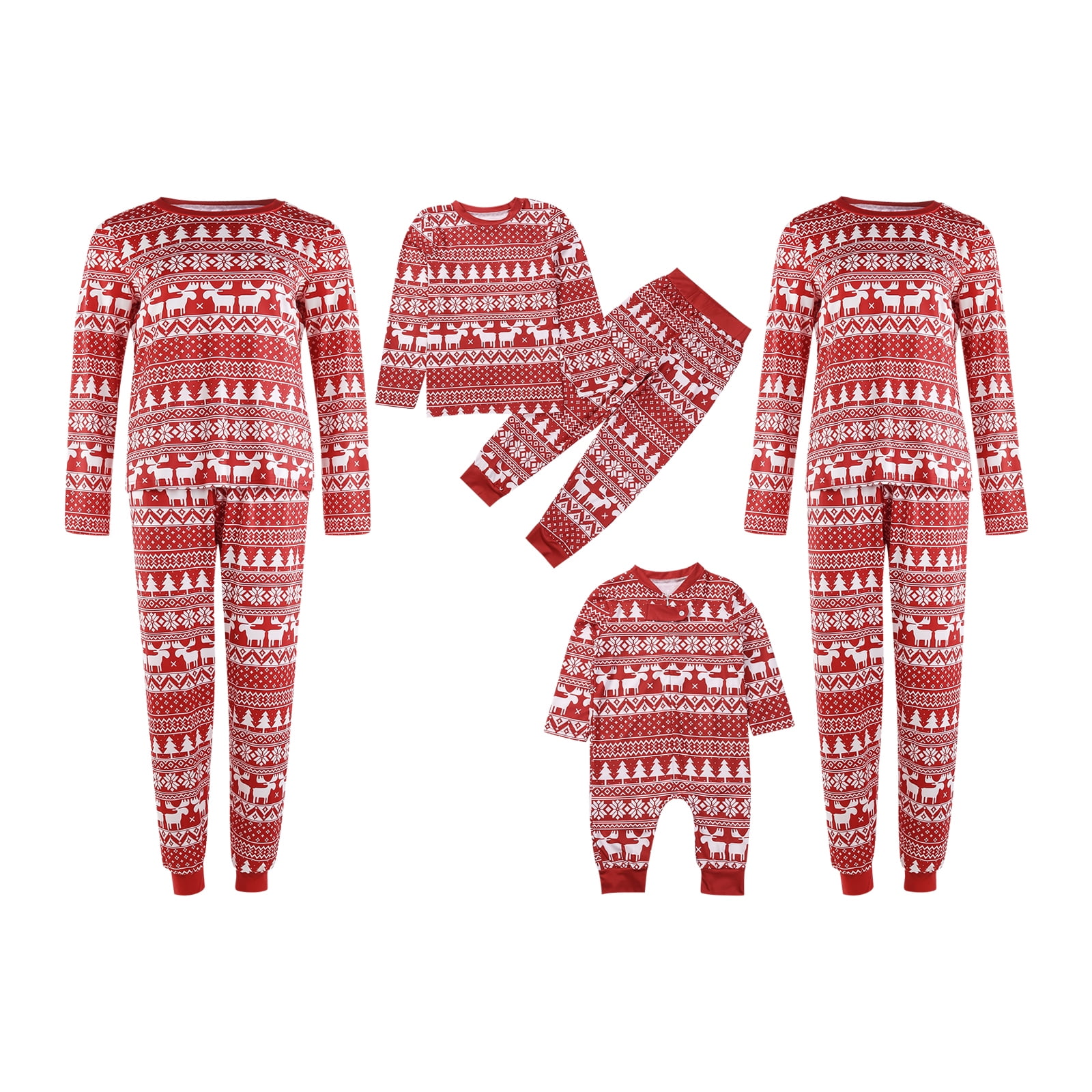 Youngull Family Christmas Pajamas Set Elk Snowflake Deer Matching Christma Pjs Holiday Sleepwear for The Family Women and Men