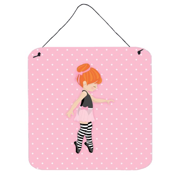 Carolines Treasures BB5168DS66 Ballerina Red Head Releve Wall or Door Hanging Prints 6x6 multicolor