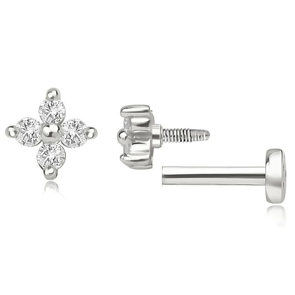 Cubic Zirconia Flat Back Stud Earrings by Ginger Lyne Gold Plated Sterling Silver Body Jewelry