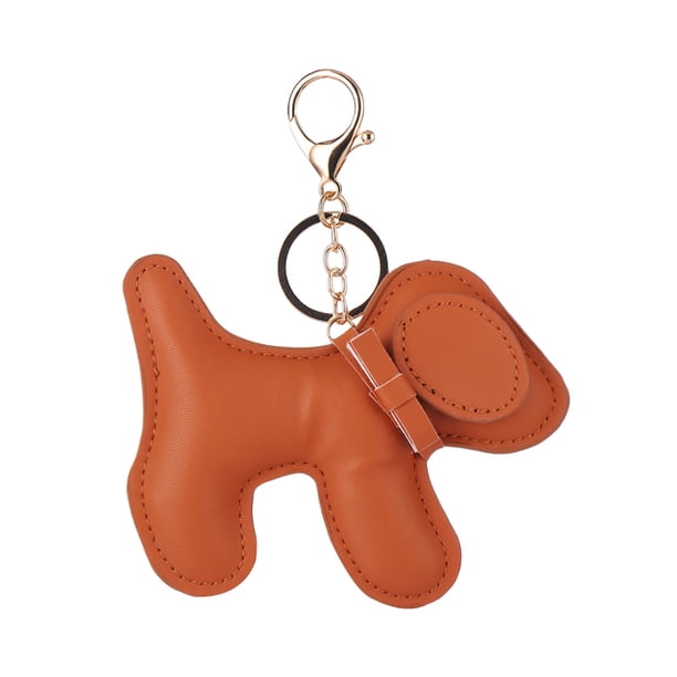 Llavero decorativo de cuero Hugtrwg con Forma de perro café