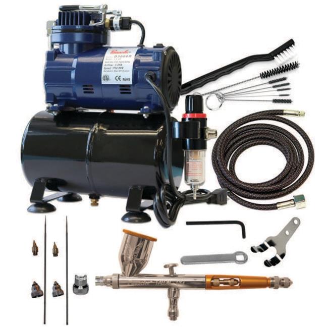 Paasche 1/5 HP Piston Compressor Kit W/ VL Double Action Siphon Feed Airbrush - Model DH550R & VL-3AS Set