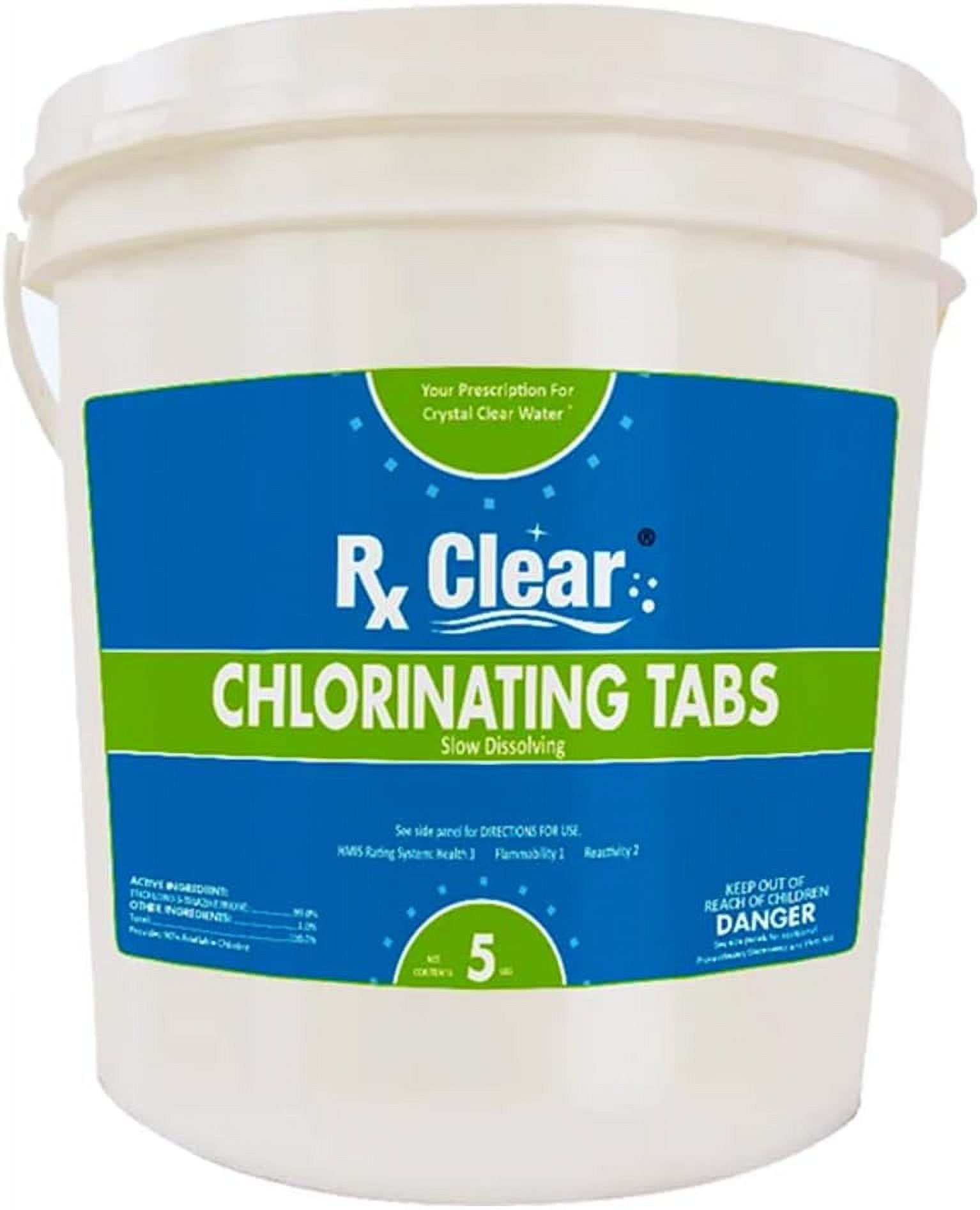 Rx Clear 1" Stabilized Chlorine Tablets for Use in Swimming Pools, 5 lb Bucket