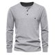 thumbnail image 1 of Camiseta de manga larga para hombre, color liso, diseño con cuello, corte holgado, poliéster, prenda informal para otoño-invierno, 1 of 7