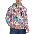 thumbnail image 2 of Lsque Watercolor Owl Pattern Casual Men's Hoodie,Hooded Sweatshirt with Kangaroo Pocket,Pullover Hoodie-Medium, 2 of 7