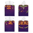 thumbnail image 2 of Lsque Mardi Gras2 Printed Tissue Box Cover Holder, Facial Paper Organizer Dispenser,Square with Bottom Belt, PVC Leather Decorative Organizer, 2 of 8