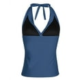 thumbnail image 3 of Mycoco Women's Halter Swim Top V Neck Swimwear Front Shirred Tankini Top, 3 of 6
