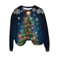 thumbnail image 2 of Aimik Winter Holiday Sweatshirts for Women Sparkle Christmas Tree Print Crew Neck Long Sleeve Warm Festive Pullover Tops, 2 of 4