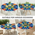 thumbnail image 7 of Colorful Tie Dye Symmetric Pattern Round Fitted Tablecloth with Elastic Edge,Dining Table Cover Waterproof,Outdoor Round Tablecloth for Camping,Dining,Indoor and Outdoor, 7 of 7