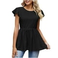 thumbnail image 1 of Timegard Hauts pour Femmes Manches Courtes Col Rond Illet Taille Élastique Dos Nu Tunique Décontractée Chic, 1 of 6