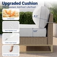 thumbnail image 6 of Muphyers 13 Piece Outdoor Patio Furniture Set, 43" 55000 BTU Aluminum Propane Gas Fire Pit Table, All-Weather Rattan Wicker Sectional Sofa, Wide Armrest Conversation Set for Deck Garden Yard,Cream, 6 of 14