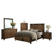 thumbnail image 5 of Natural Wood Finish Bedroom Furniture 4pc Set Queen Size Bed Dresser Mirror Nightstand Unique Storage HB FB, 5 of 7