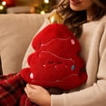 thumbnail image 6 of Cute Christmas Tree Plush Throw Pillow, Soft Red Xmas Tree Shaped Decorative Cushion with Golden Star, Embroidered Face Accent Pillow for Sofa Couch Bedroom Christmas Home Decor, 6 of 7