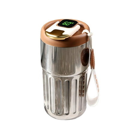 

Coffee Thermos Coffee Bottle Smart Sports Water Bottle with LED Temperature Display Stay Hot and Cold for 24 Hrs 450ml/15OZ Silver