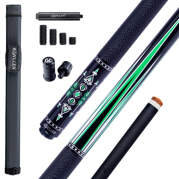 KONLLEN Carbon Fiber Pool Cue Stick with green 58-inch Professional Pool Sticks 12.5mm Tip