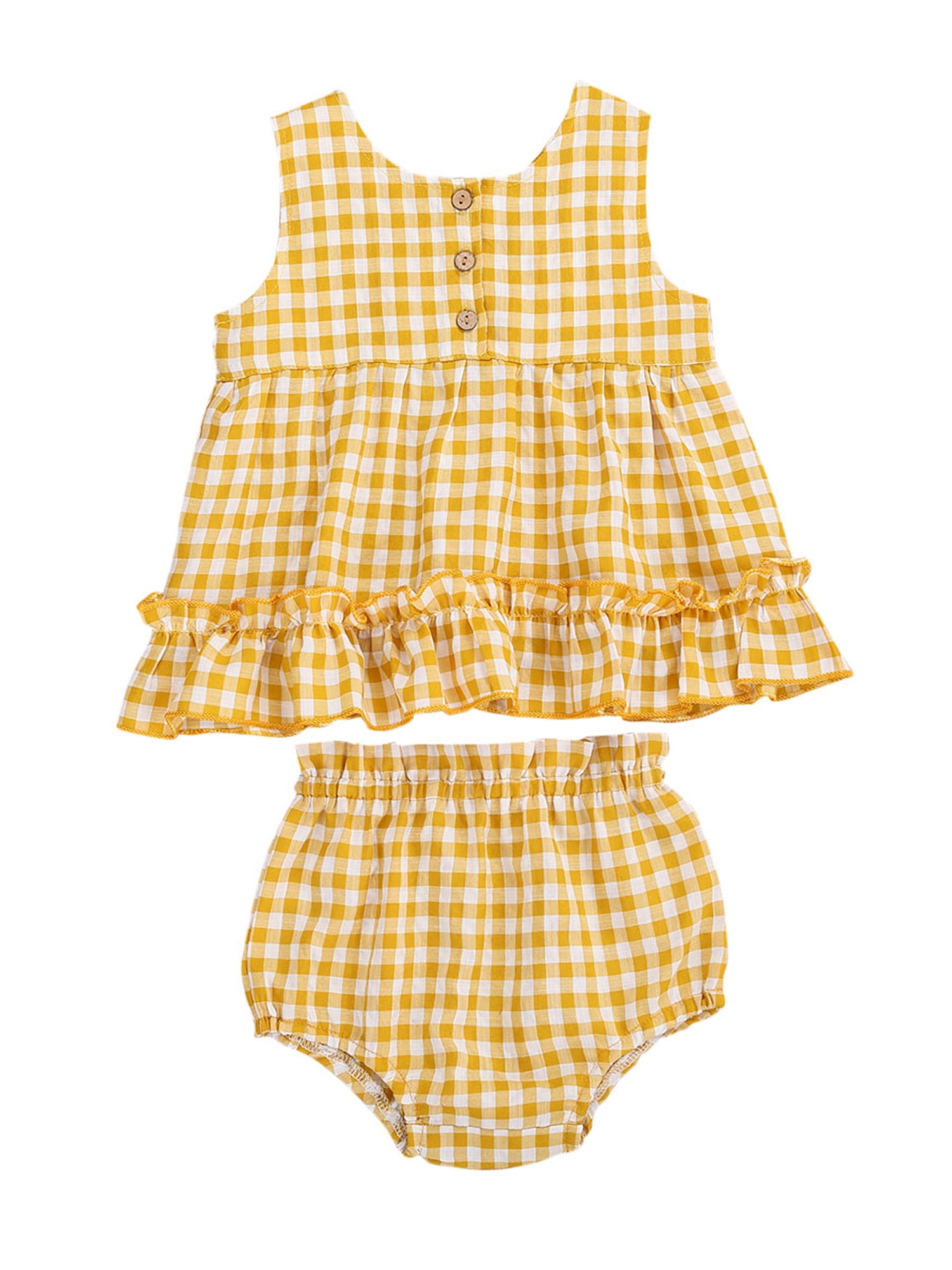Ma&Baby Newborn Girls Shorts Set Summer Fall 2pcs Outfit Clothes Yellow