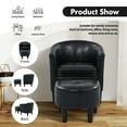 thumbnail image 2 of Aukfa Barrel Accent Chair with Ottoman & Arms, Modern PU Leather Upholstered Chair for Bedroom/Living Room,Black, 2 of 6