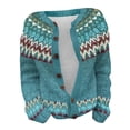 thumbnail image 4 of iHPH7 Fair Isle Sweater Women Long Sleeve Cardigan for Women Fall Cardigans for Women Loose Cardigan for Women Button Up Sweaters for Women Cardigan Sweaters for Women Sky Blue 3XL, 4 of 4