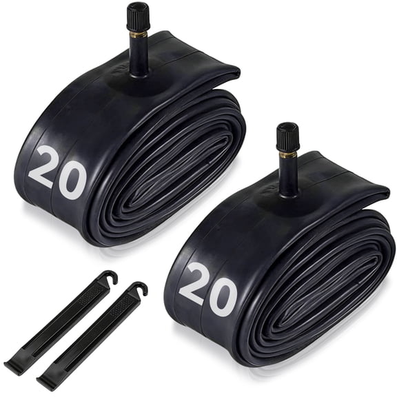 2pcs 20" Bike Tubes, Bicycle Tube Schrader Valve with 2 Tire Levers Compatible with 20x1.75 20x1.95 20x2.10 20x2.125 Bike Tire Tubes
