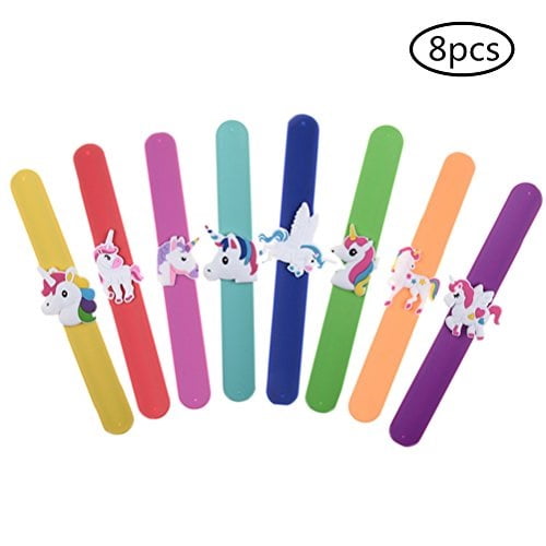 warmshine - WarmShine 8Pcs Silicone Unicorn Slap Bracelet Unicorn Party Wristbands Rubber Band