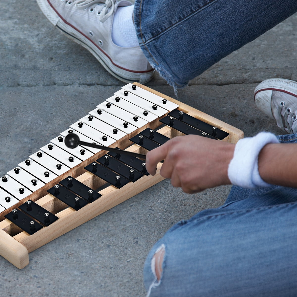 Costway 27 Note Foldable Glockenspiel Xylophone Aluminum Music Instrument