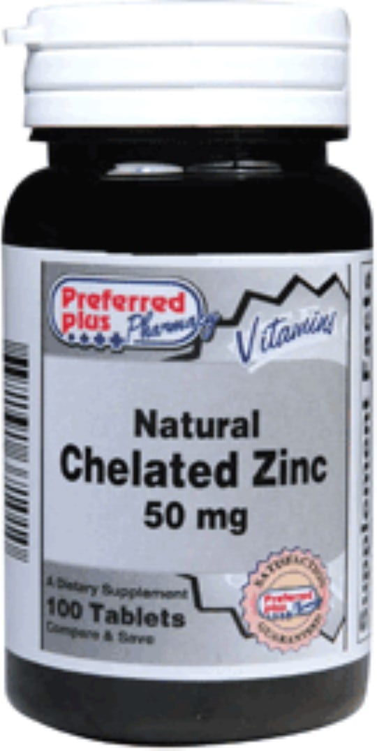 Natural Chelated Zinc 50 Mg Tablets 100 ea (Pack of 6)